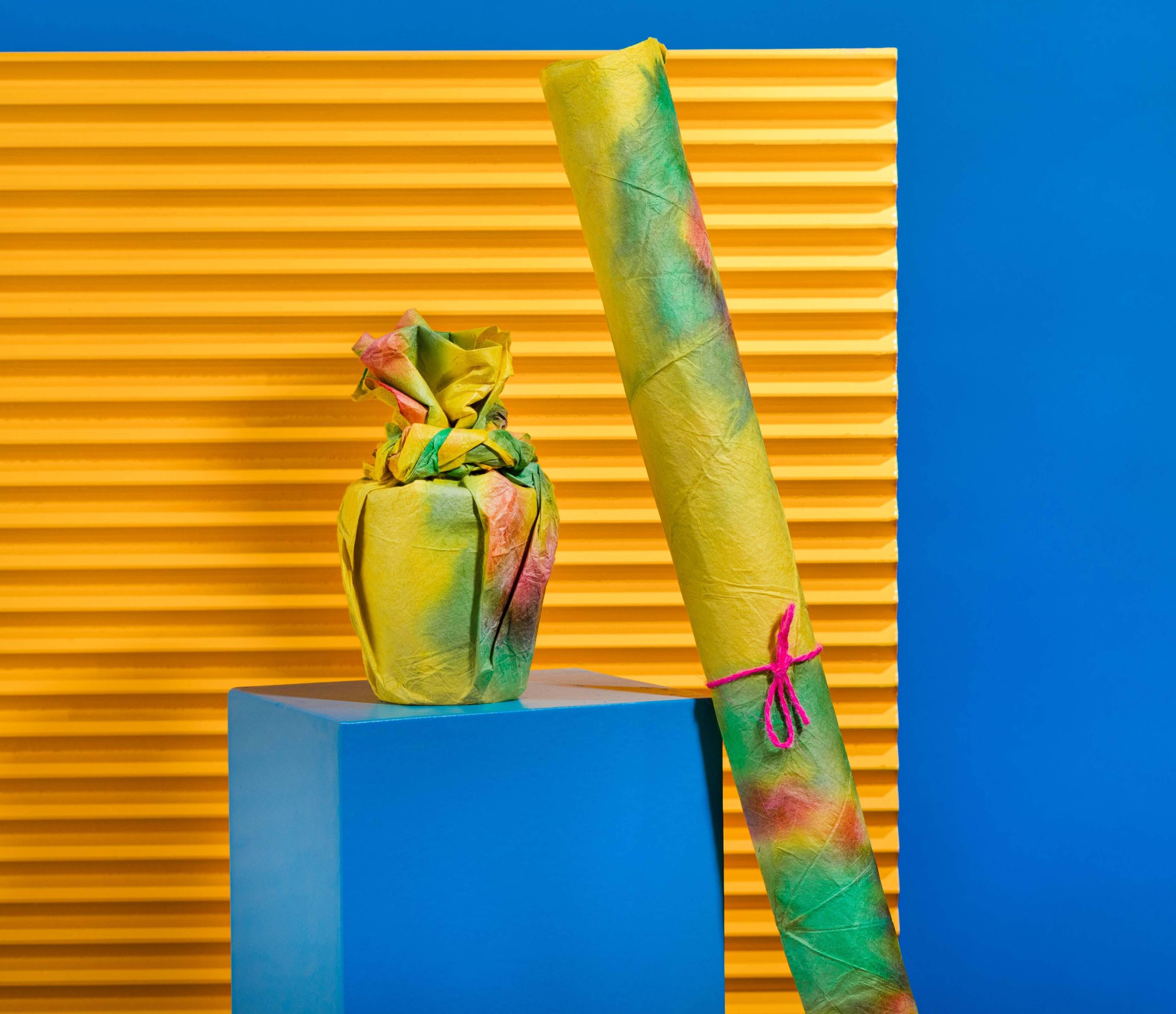 Lush Yellow Tie-Dye Lokta Wrap - Image 2
