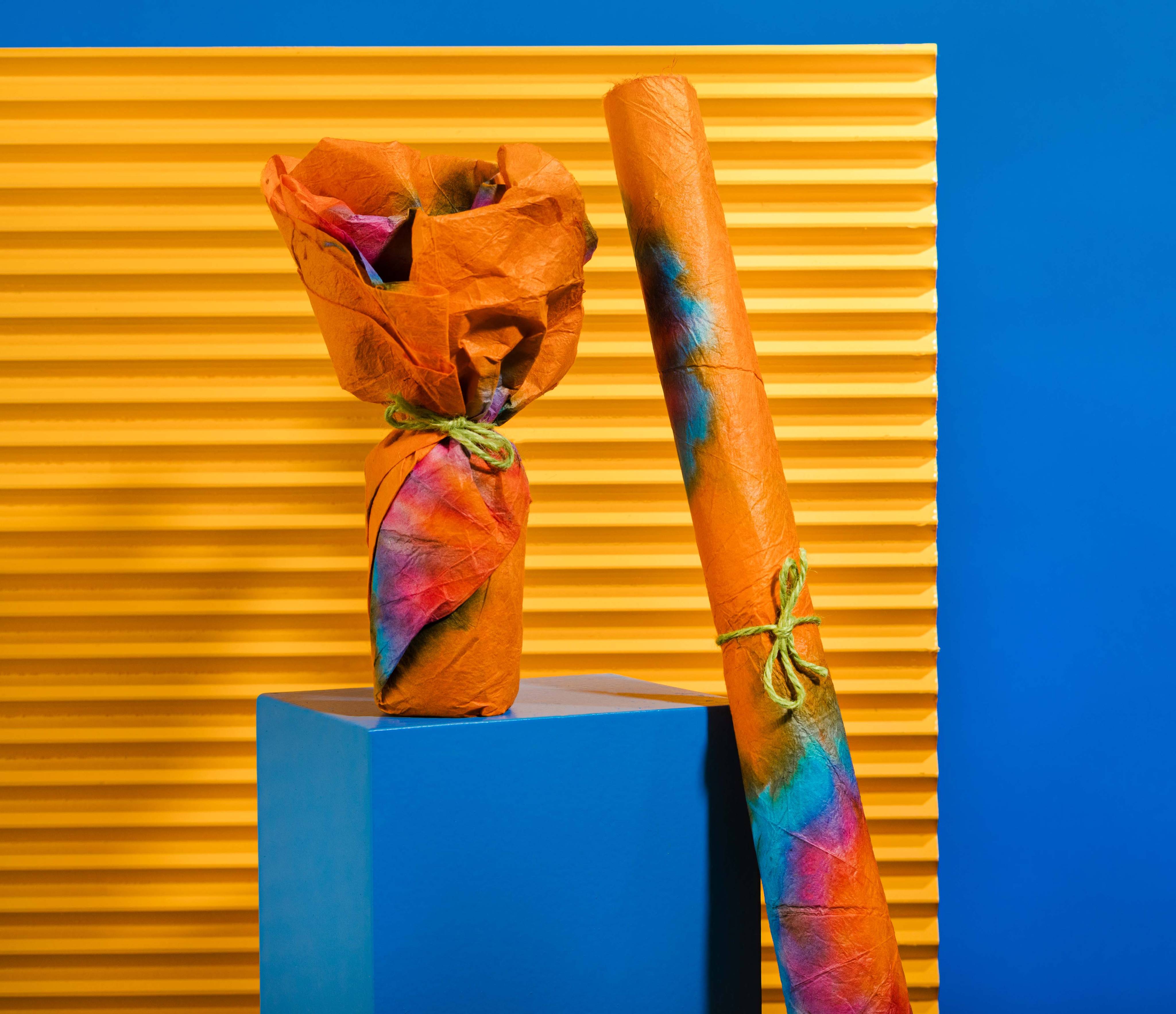 Lush Orange Tie-Dye Lokta Wrap - Image 2